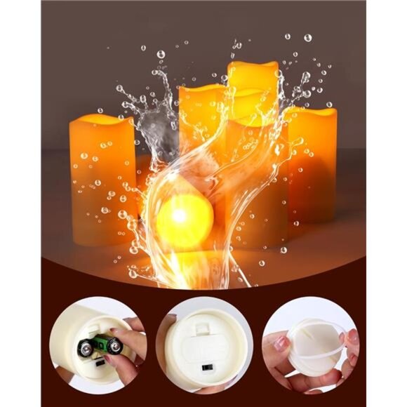 12 Pc Flameless LED Candles with Remote & Timer, Outdoor Waterproof,  Flickering - Picture 4 of 7